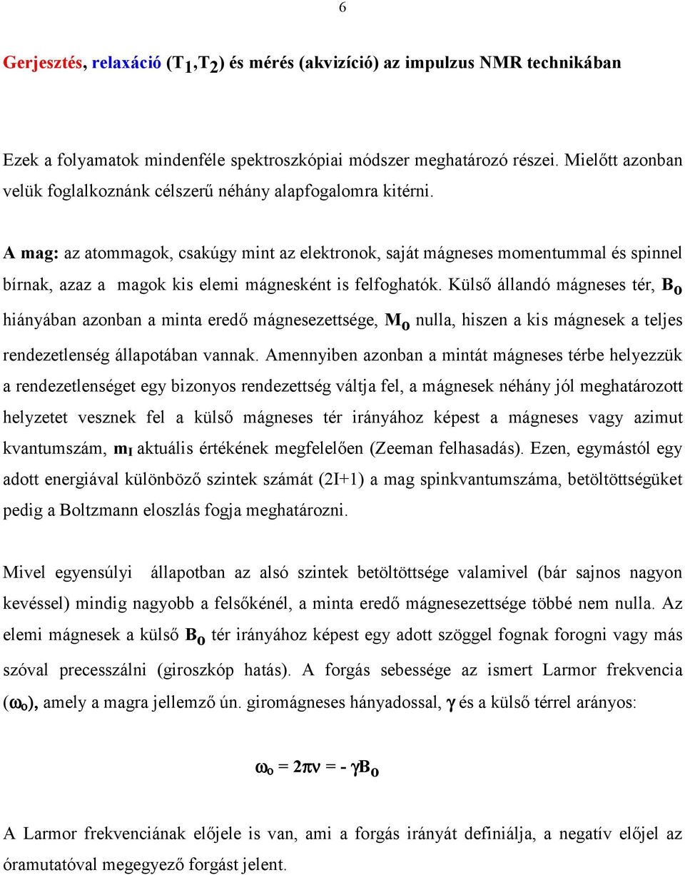 A mag: az atommagok, csakúgy mint az elektronok, saját mágneses momentummal és spinnel bírnak, azaz a magok kis elemi mágnesként is felfoghatók.