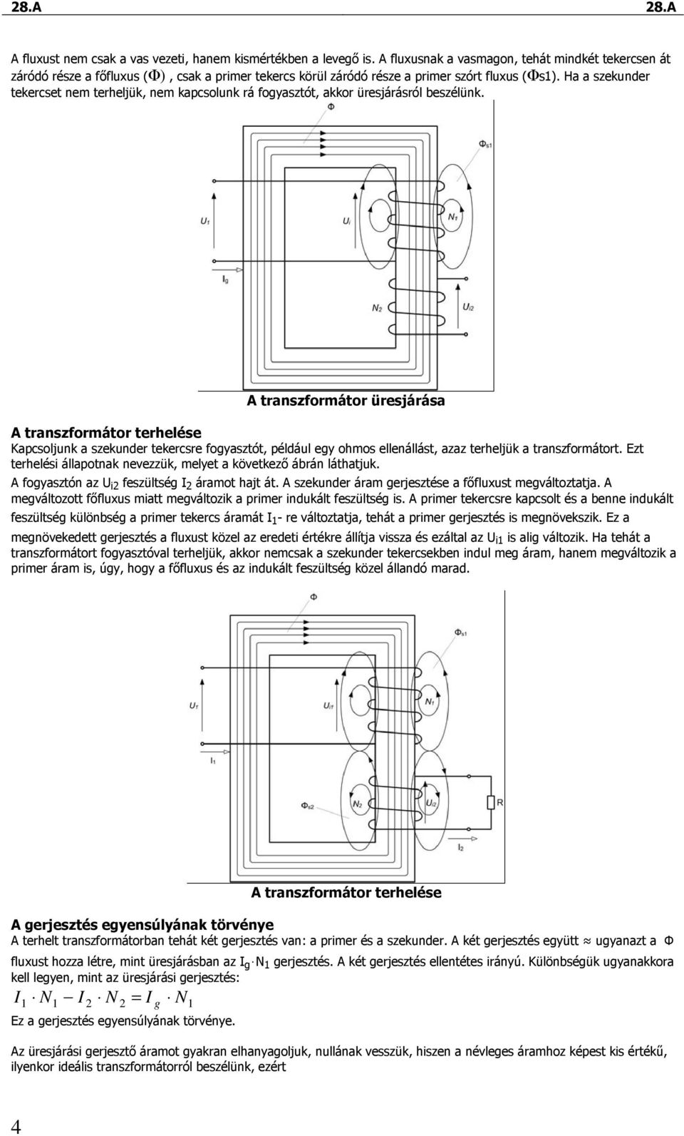 Ha a szekunder tekercset nem terheljük, nem kapcsolunk rá fogyasztót, akkor üresjárásról beszélünk.