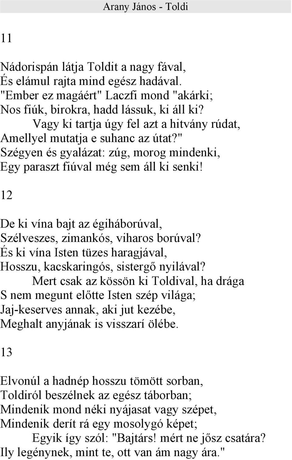 12 De ki vína bajt az égiháborúval, Szélveszes, zimankós, viharos borúval? És ki vína Isten tüzes haragjával, Hosszu, kacskaringós, sistergő nyilával?