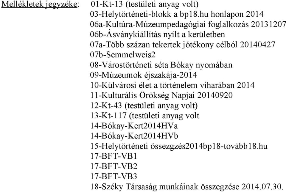 07b-Semmelweis2 08-Várostörténeti séta Bókay nyomában 09-Múzeumok éjszakája-2014 10-Külvárosi élet a történelem viharában 2014 11-Kulturális Örökség Napjai