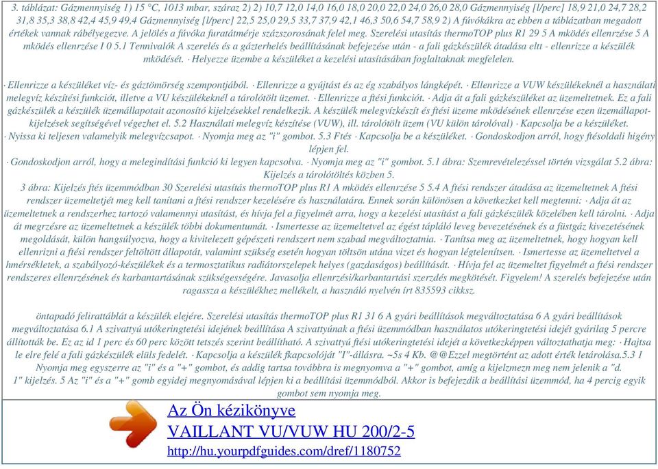 22,5 25,0 29,5 33,7 37,9 42,1 46,3 50,6 54,7 58,9 2) A fúvókákra az ebben a táblázatban megadott értékek vannak rábélyegezve. A jelölés a fúvóka furatátmérje százszorosának felel meg.