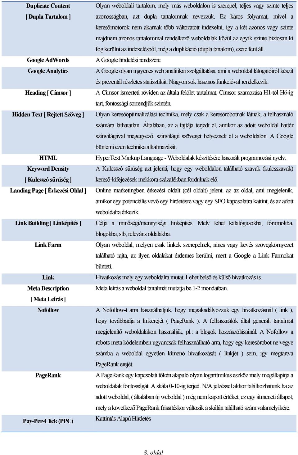 kerülni az indexelésből, még a duplikáció (dupla tartalom), esete fent áll.