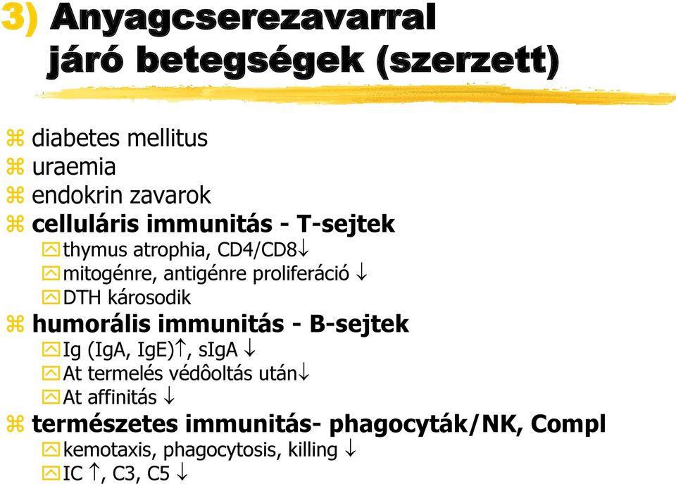 DTH károsodik humorális immunitás - B-sejtek Ig (IgA, IgE), siga At termelés védôoltás után