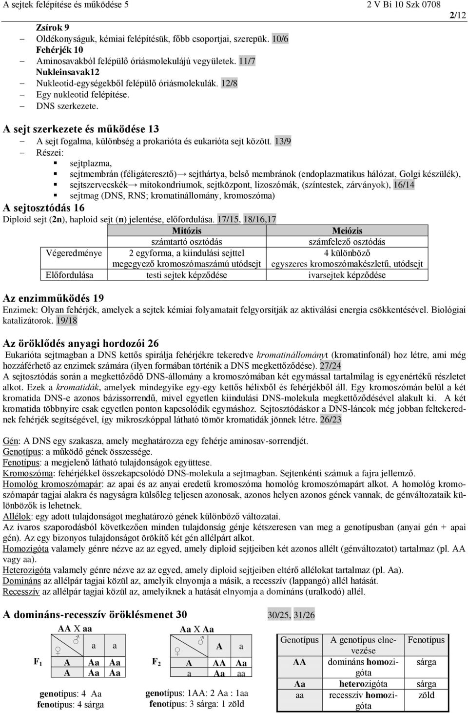 2/12 A sejt szerkezete és működése 13 A sejt fogalma, különbség a prokarióta és eukarióta sejt között.