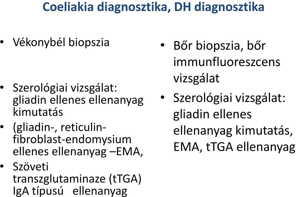 EMA, Szöveti transzglutaminaze (ttga) IgA típusú ellenanyag Bőr biopszia, bőr
