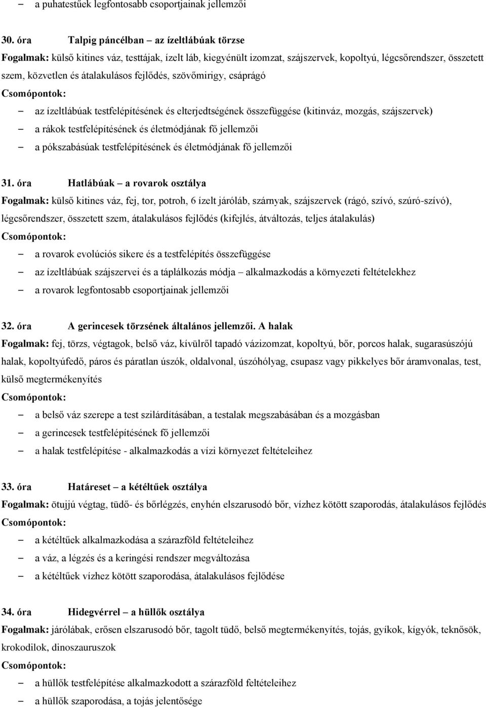 fejlődés, szövőmirigy, csáprágó az ízeltlábúak testfelépítésének és elterjedtségének összefüggése (kitinváz, mozgás, szájszervek) a rákok testfelépítésének és életmódjának fő jellemzői a pókszabásúak