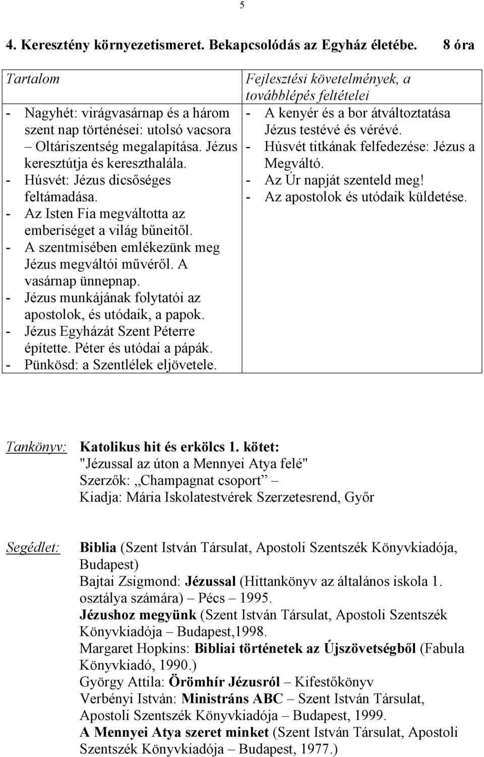 A vasárnap ünnepnap. - Jézus munkájának folytatói az apostolok, és utódaik, a papok. - Jézus Egyházát Szent Péterre építette. Péter és utódai a pápák. - Pünkösd: a Szentlélek eljövetele.