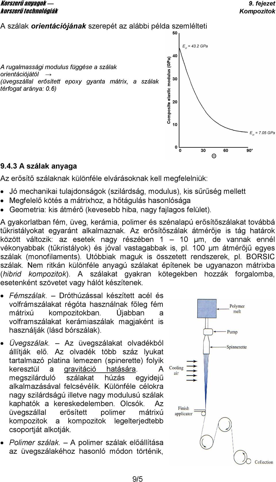 hasonlósága Geometria: kis átmérı (kevesebb hiba, nagy fajlagos felület). A gyakorlatban fém, üveg, kerámia, polimer és szénalapú erısítıszálakat továbbá tőkristályokat egyaránt alkalmaznak.