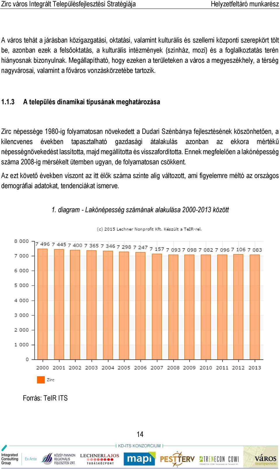 1.3 A település dinamikai típusának meghatározása Zirc népessége 1980-ig folyamatosan növekedett a Dudari Szénbánya fejlesztésének köszönhetően, a kilencvenes években tapasztalható gazdasági