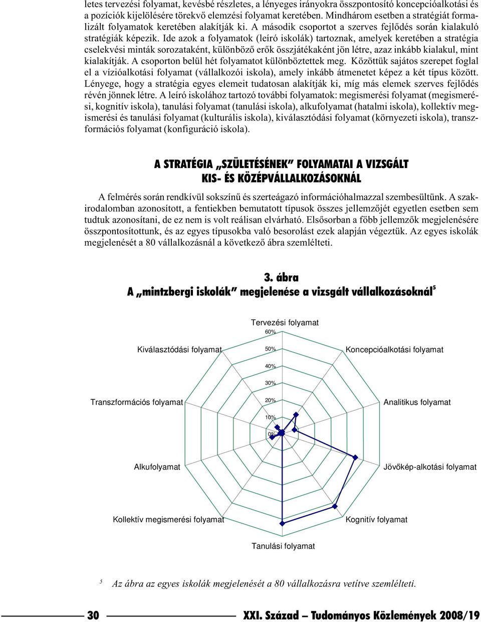 Ide azok a folyamatok (leíró iskolák) tartoznak, amelyek keretében a stratégia cselekvési minták sorozataként, különbözõ erõk összjátékaként jön létre, azaz inkább kialakul, mint kialakítják.