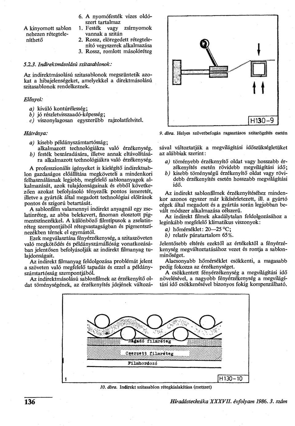 Rossz, romlott másolóréteg Az indirektmásolású szitasablonok megszüntetik azokat a hibajelenségeket, amelyekkel a direktmásolású szitasablonok rendelkeznek.