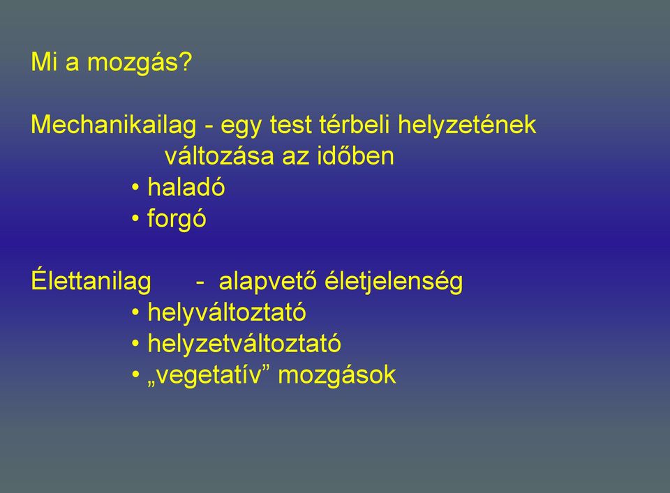 változása az időben haladó forgó Élettanilag