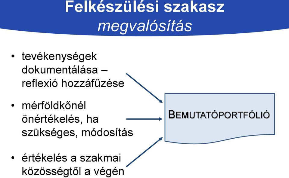 mérföldkőnél önértékelés, ha szükséges,