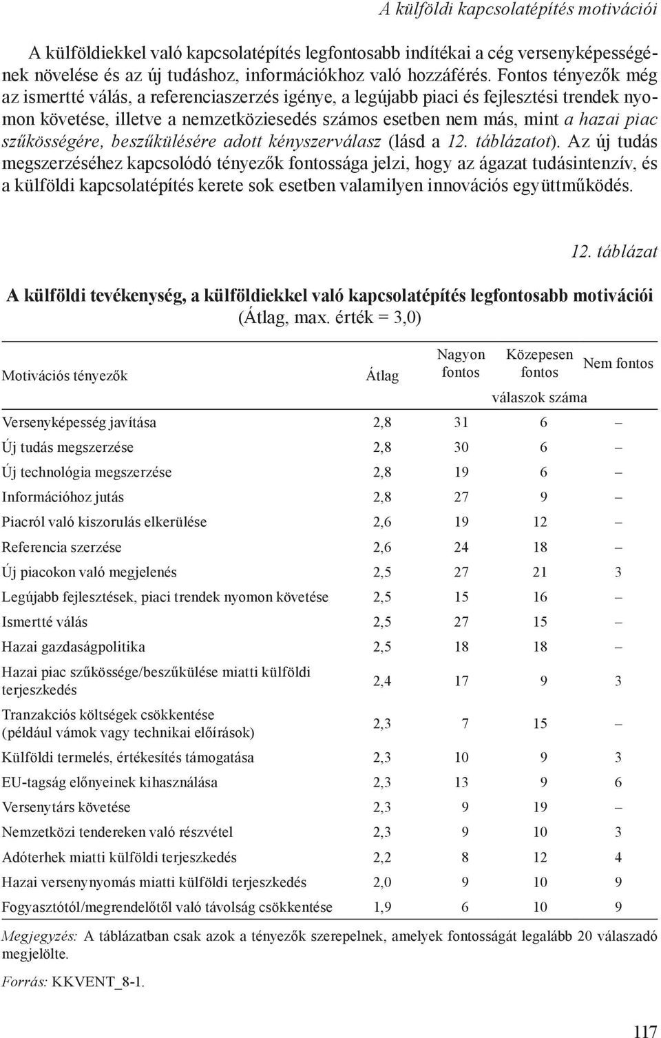 szűkösségére, beszűkülésére adott kényszerválasz (lásd a 12. táblázatot).