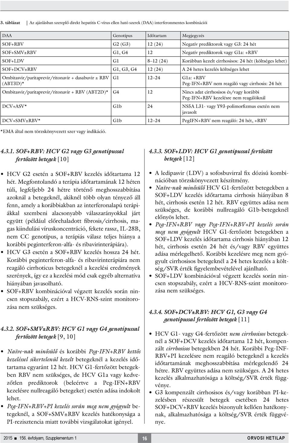 lehet Ombitasvir/paritaprevir/ritonavir dasabuvir ± RBV (ABT3D)* G1 12 24 G1a: RBV Peg-IFNRBV nem reagáló vagy cirrhosis: 24 hét Ombitasvir/paritaprevir/ritonavir RBV (ABT2D)* G4 12 Nincs adat