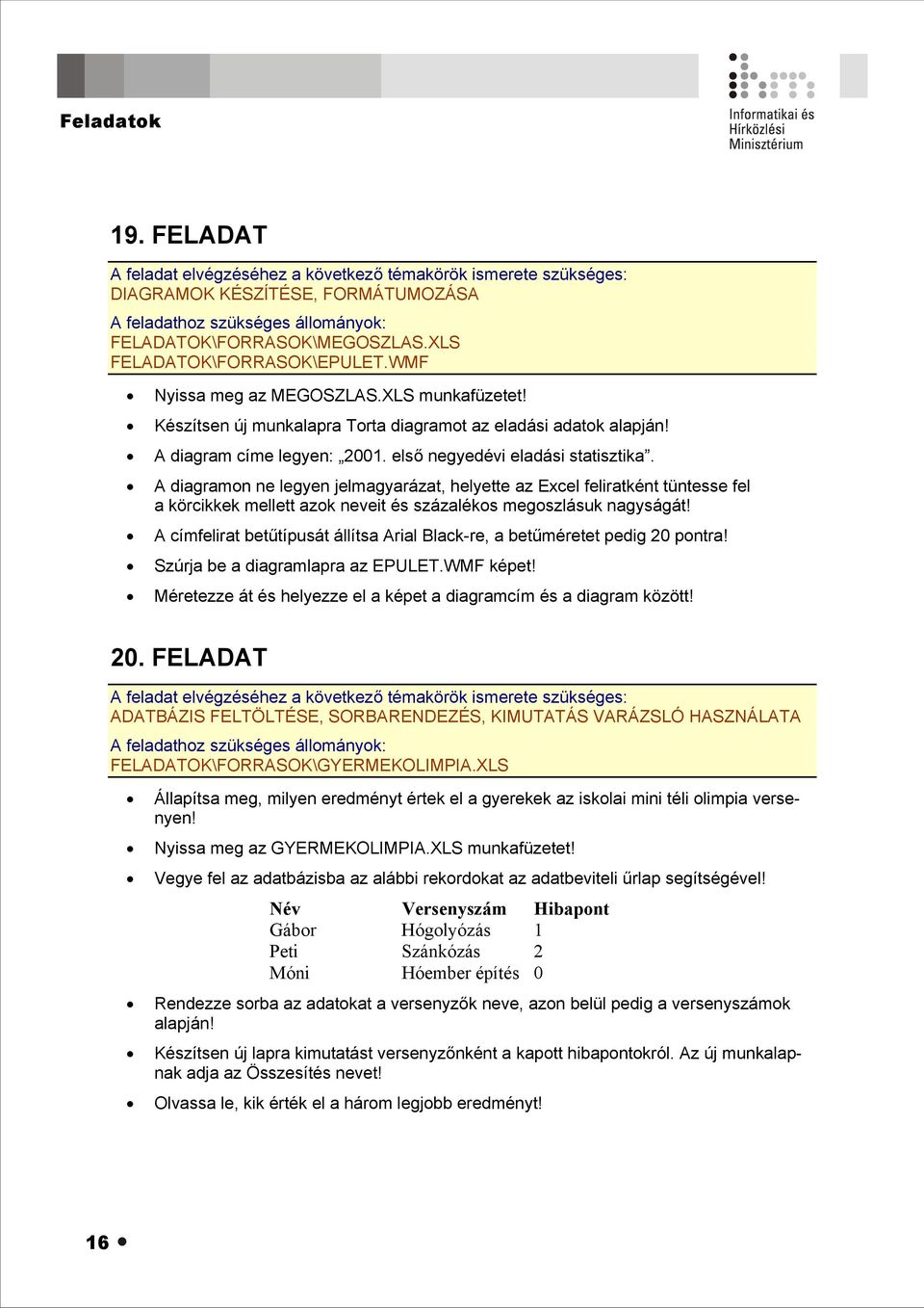 A diagramon ne legyen jelmagyarázat, helyette az Excel feliratként tüntesse fel a körcikkek mellett azok neveit és százalékos megoszlásuk nagyságát!