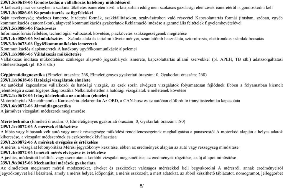 gondoskodni kell 3/x0886-06 Kapcsolattartás az ügyfelekkel Saját tevékenység részletes ismerete, hirdetési formák, szakkiállításokon, szakvásárokon való részvétel Kapcsolattartás formái (írásban,