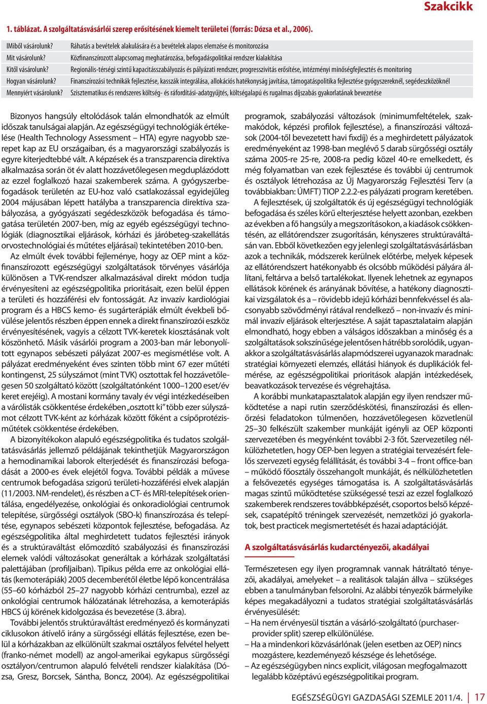 kapacitásszabályozás és pályázati rendszer, progresszivitás erősítése, intézményi minőségfejlesztés és monitoring Finanszírozási technikák fejlesztése, kasszák integrálása, allokációs hatékonyság