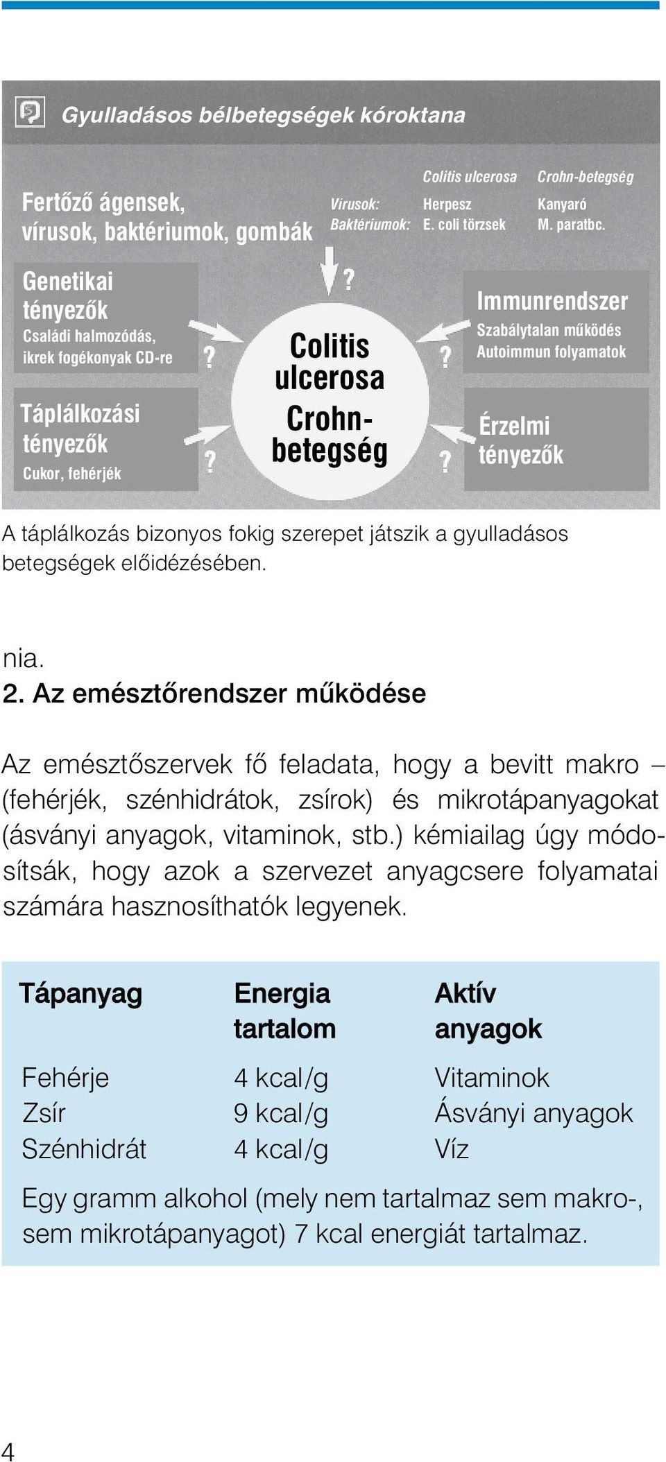 tényezôk A táplálkozás bizonyos fokig szerepet játszik a gyulladásos betegségek elôidézésében. nia. 2.