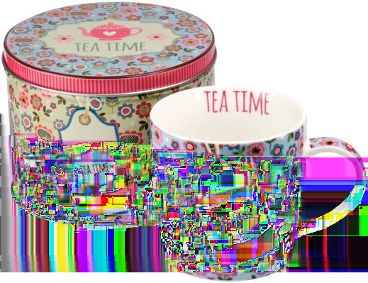 20863 TEA TIME Porcelán bögre halvány kék színben 300 ml díszdobozban, rendelési egység: 1 db, ár: