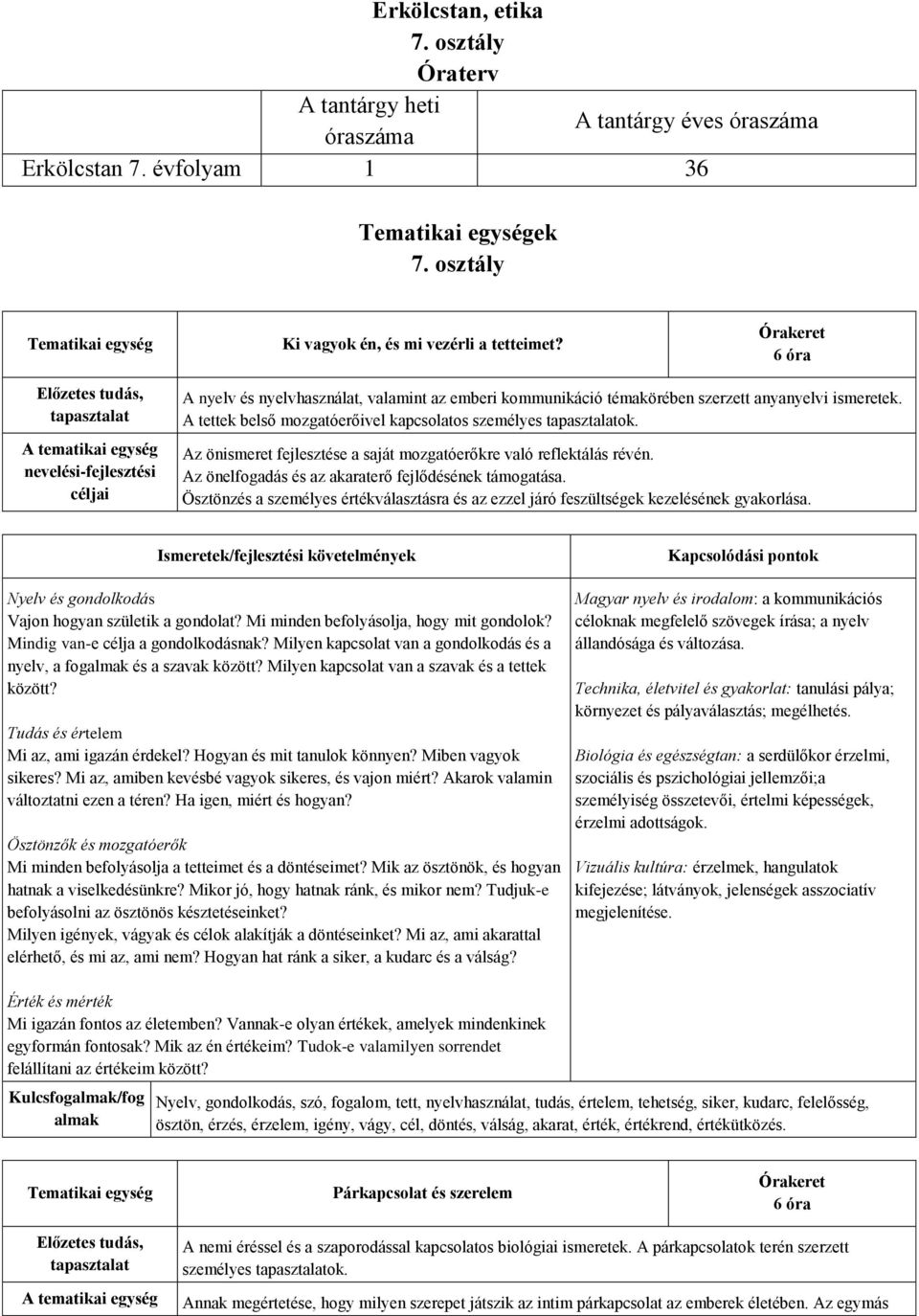 Az önismeret fejlesztése a saját mozgatóerőkre való reflektálás révén. Az önelfogadás és az akaraterő fejlődésének támogatása.