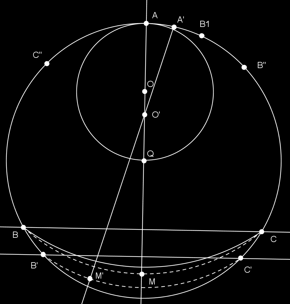 köríven. A szimmetria miatt elég csak az egyik körívre számolni, legyen most az Két lehetséges esetet különböztetünk meg. 8. ábra 1. eset Ha a köríven van (8.