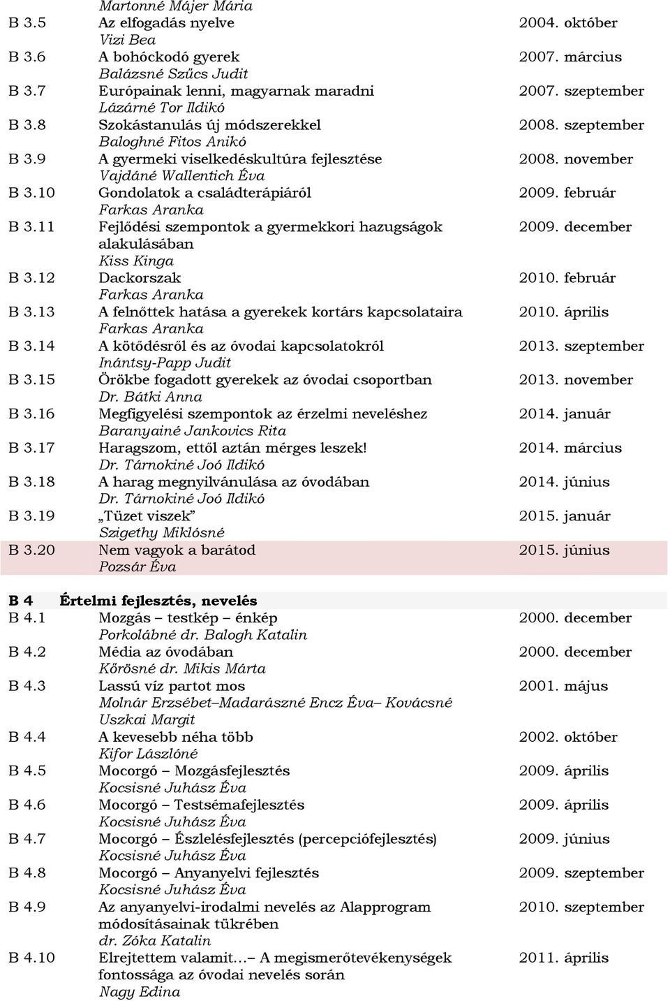 A gyermeki viselkedéskultúra fejlesztése Vajdáné Wallentich Éva Gondolatok a családterápiáról Farkas Aranka Fejlődési szempontok a gyermekkori hazugságok alakulásában Kiss Kinga Dackorszak Farkas