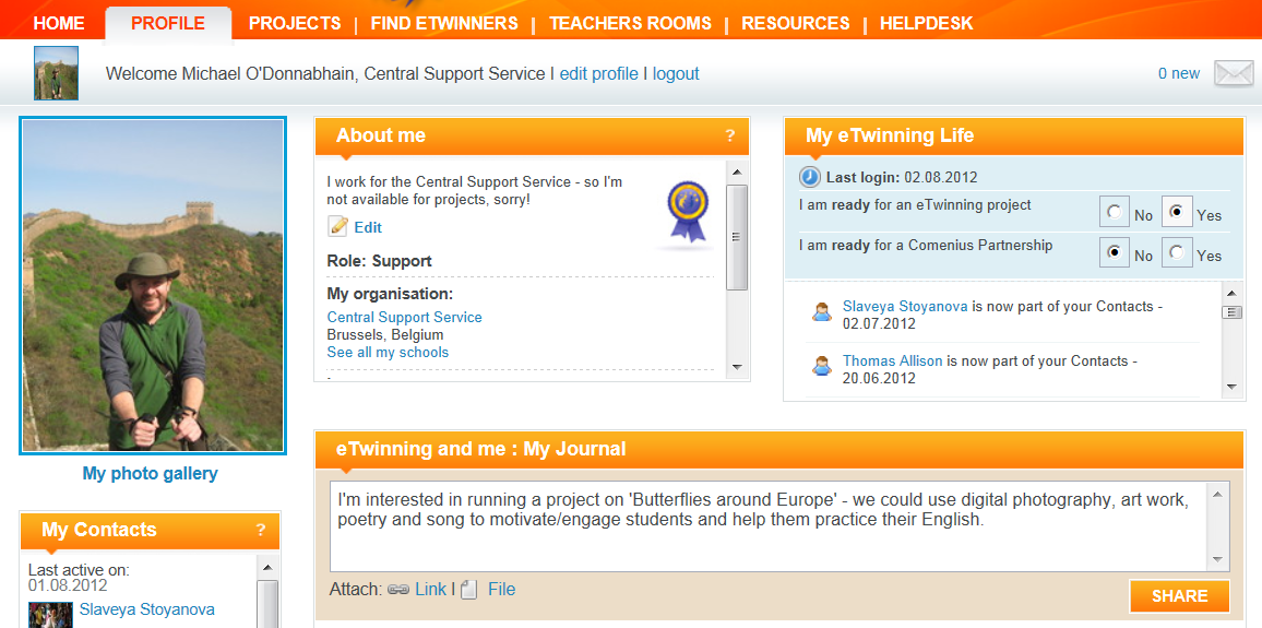 3. lépés Dolgozza ki projektötletét Tipp: Ha már van projektötlete, ezt ismertetheti az Én és az etwinning: Naplóm felületen, és a Megosztás gombra kattintva megoszthatja másokkal is.