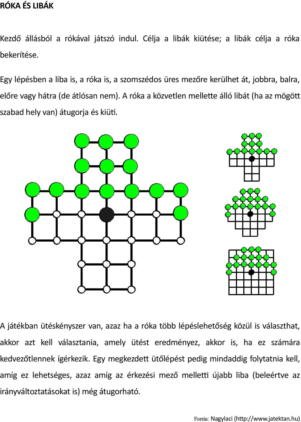 A róka a közvetlen mellette álló libát (ha az mögött szabad hely van) átugorja és kiüti.