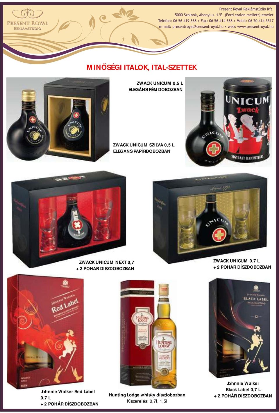 L + 2 POHÁR DÍSZDOBOZBAN Johnnie Walker Red Label 0,7 L + 2 POHÁR DÍSZDOBOZBAN Hunting