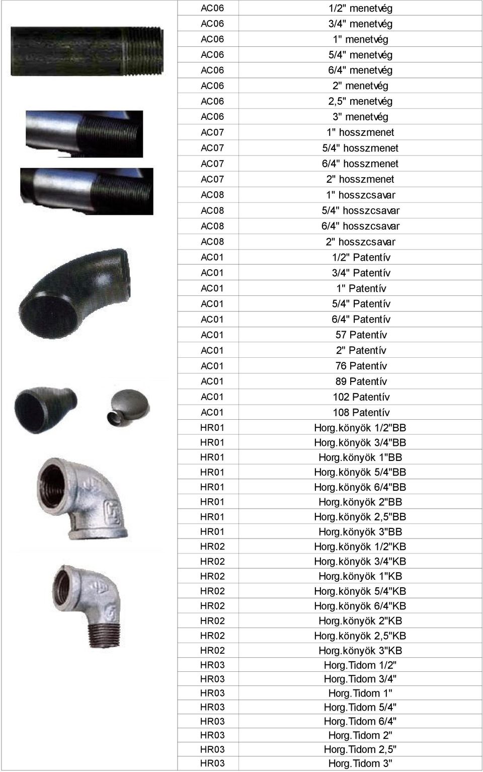 hosszmenet 2" hosszmenet 1" hosszcsavar 5/4" hosszcsavar 6/4" hosszcsavar 2" hosszcsavar 1/2" Patentív 3/4" Patentív 1" Patentív 5/4" Patentív 6/4" Patentív 57 Patentív 2" Patentív 76 Patentív 89