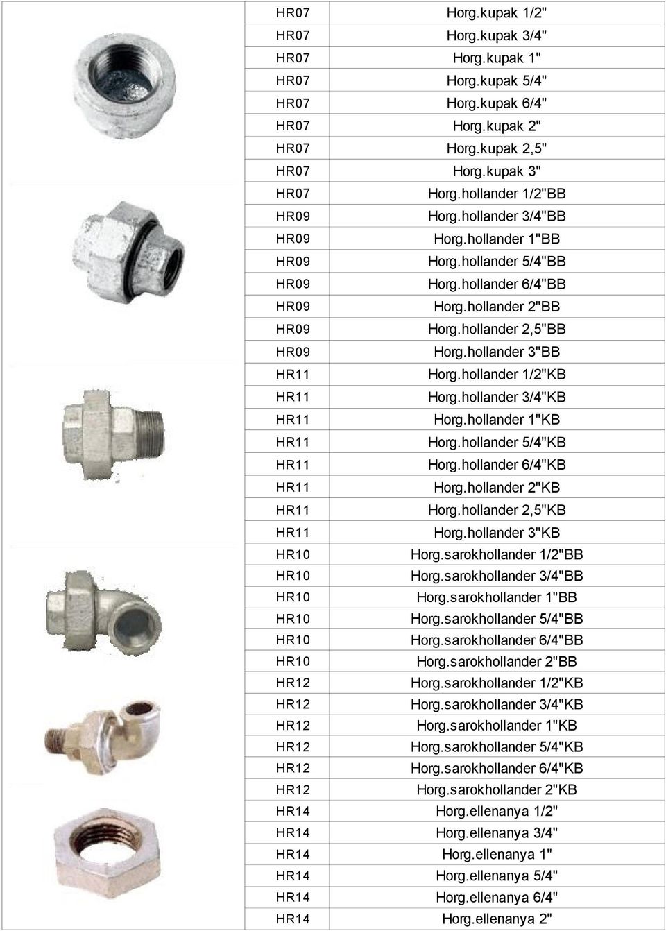 hollander 1/2"KB HR11 Horg.hollander 3/4"KB HR11 Horg.hollander 1"KB HR11 Horg.hollander 5/4"KB HR11 Horg.hollander 6/4"KB HR11 Horg.hollander 2"KB HR11 Horg.hollander 2,5"KB HR11 Horg.