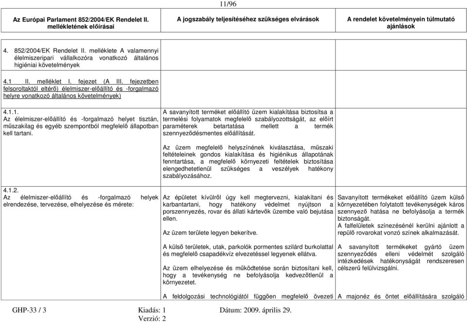 1. Az élelmiszer-előállító és -forgalmazó helyet tisztán, műszakilag és egyéb szempontból megfelelő állapotban kell tartani. 4.1.2.