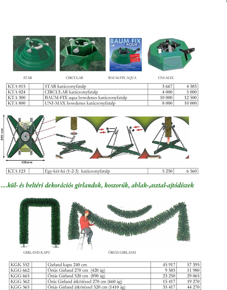 ..kül- és beltéri dekorációs girlandok, koszorúk, ablak-,asztal-ajtódíszek GIRLAND KAPU ÓRIÁS GIRLAND KGK 552 Girland kapu 240 cm 45 917 57 395 KGG 662 Óriás Girland