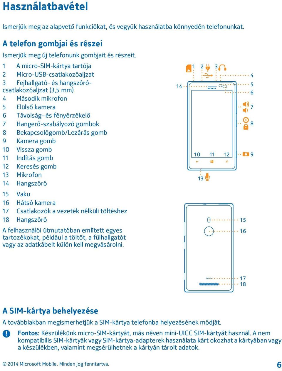 gombok 8 Bekapcsológomb/Lezárás gomb 9 Kamera gomb 10 Vissza gomb 11 Indítás gomb 12 Keresés gomb 13 Mikrofon 14 Hangszóró 15 Vaku 16 Hátsó kamera 17 Csatlakozók a vezeték nélküli töltéshez 18