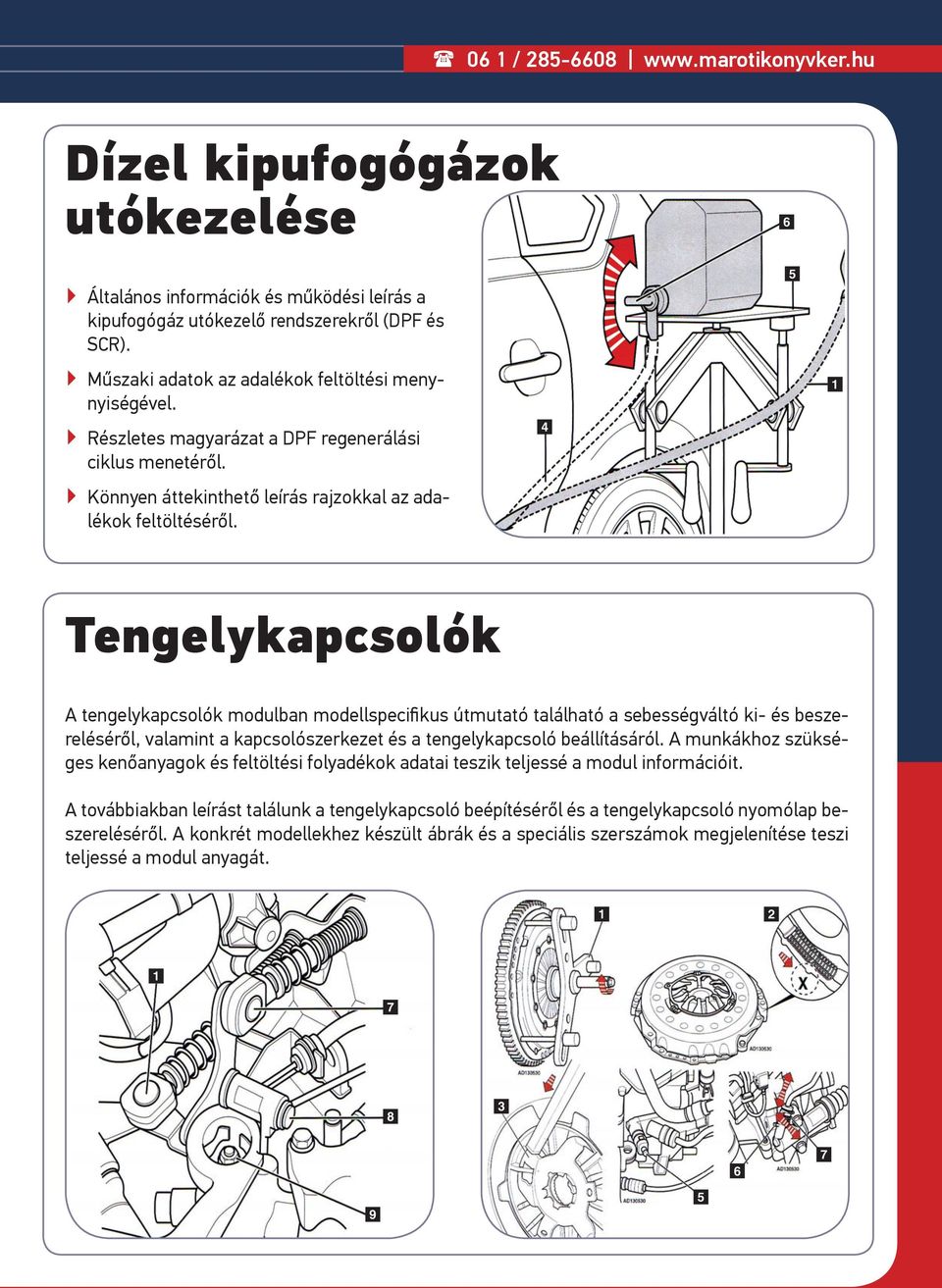 4 5 1 Tengelykapcsolók A tengelykapcsolók modulban modellspecifi kus útmutató található a sebességváltó ki- és beszereléséről, valamint a kapcsolószerkezet és a tengelykapcsoló beállításáról.