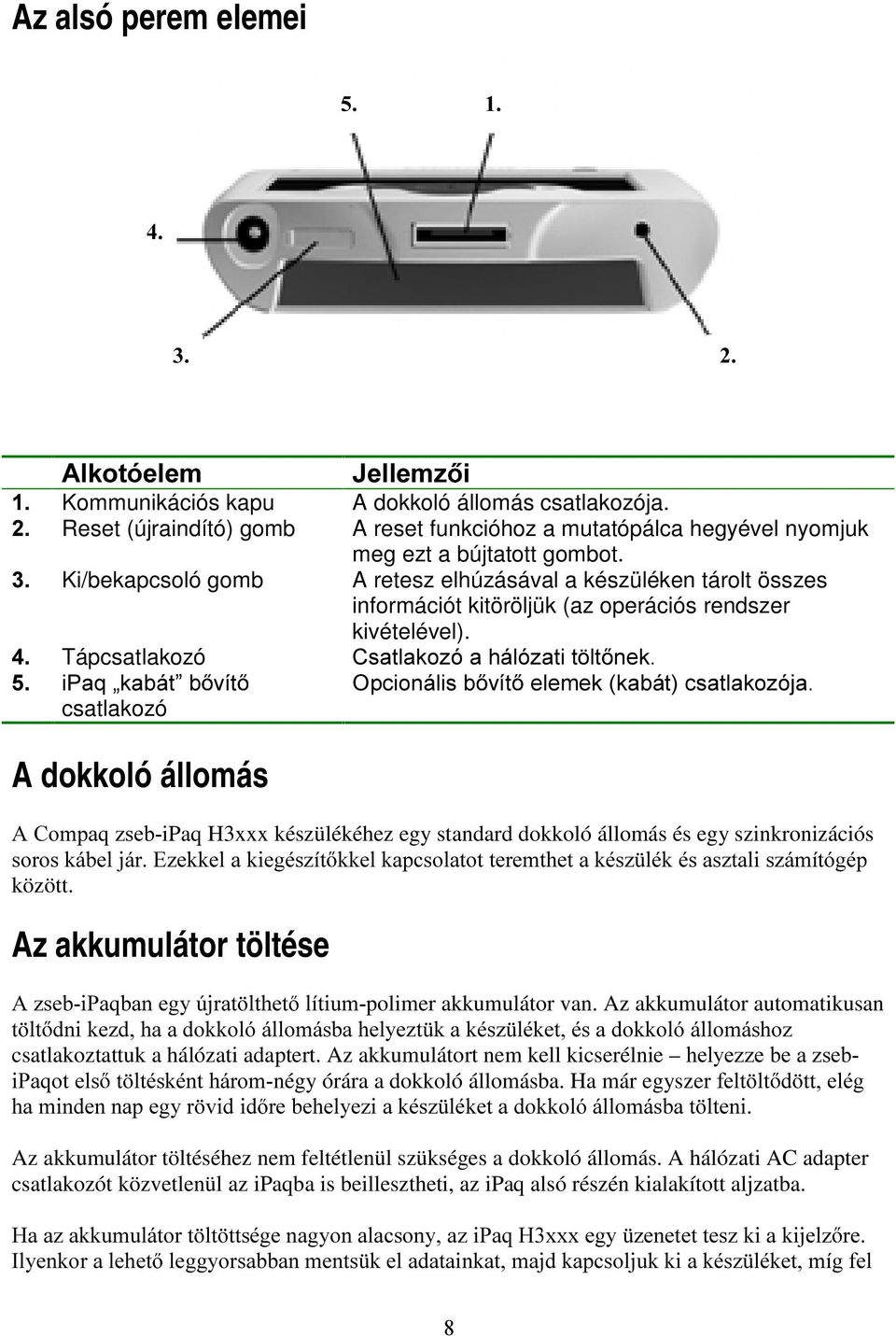 Tápcsatlakozó &VDWODNR]yDKiOy]DWLW OW QHN L3DTÄNDEiW E YtW 2SFLRQiOLVE YtW HOHPHNNDEiWFVDWODNR]yMD csatlakozó A dokkoló állomás $&RPSDT]VHEiPaq H3xxx készülékéhez egy standard dokkoló állomás és egy