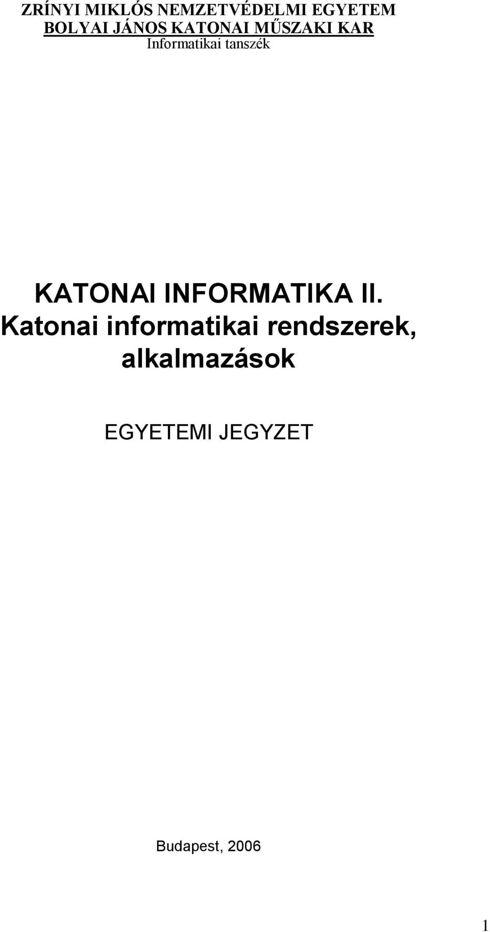 INFORMATIKA II.