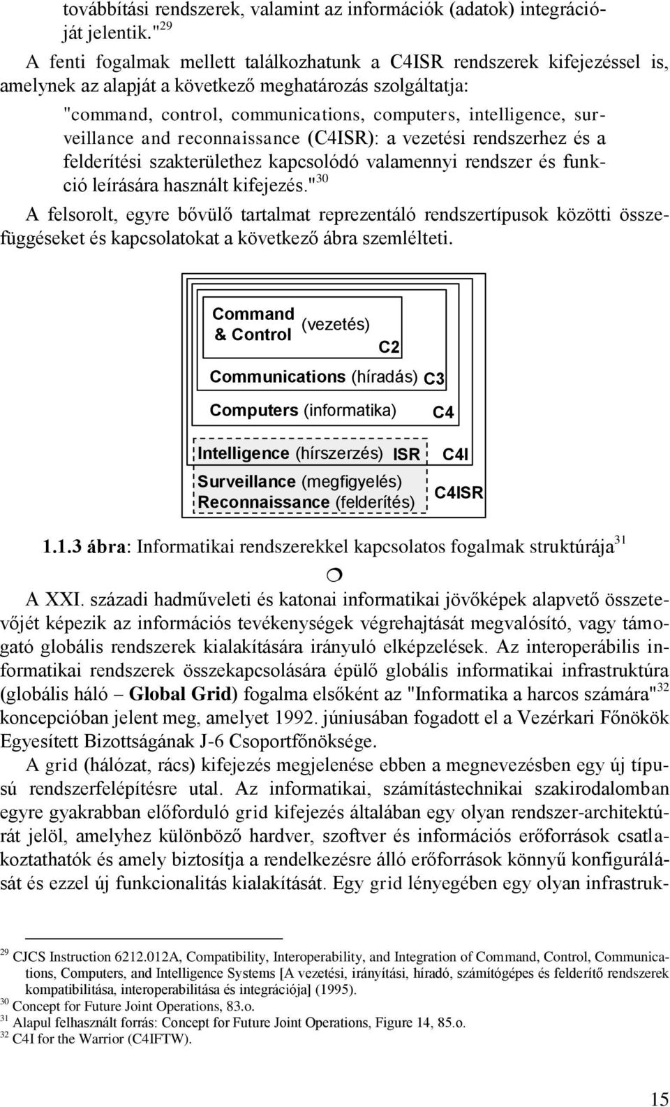 surveillance and reconnaissance (C4ISR): a vezetési rendszerhez és a felderítési szakterülethez kapcsolódó valamennyi rendszer és funkció leírására használt kifejezés.