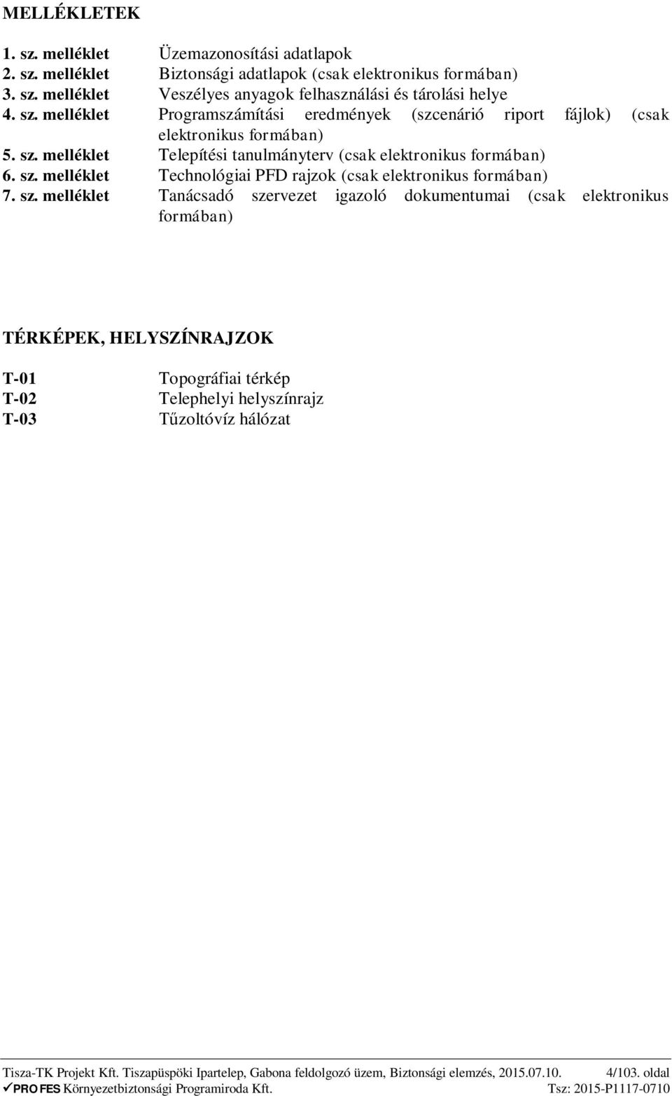 sz. melléklet Tanácsadó szervezet igazoló dokumentumai (csak elektronikus formában) TÉRKÉPEK, HELYSZÍNRAJZOK T-01 Topográfiai térkép T-02 Telephelyi helyszínrajz T-03 zoltóvíz