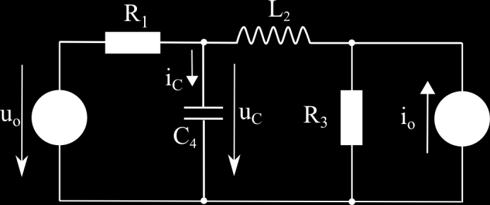 6. Határozza meg az ábrán látható áramkörben a C4 kapacitás áramának és feszültségének az időfüggvényét!