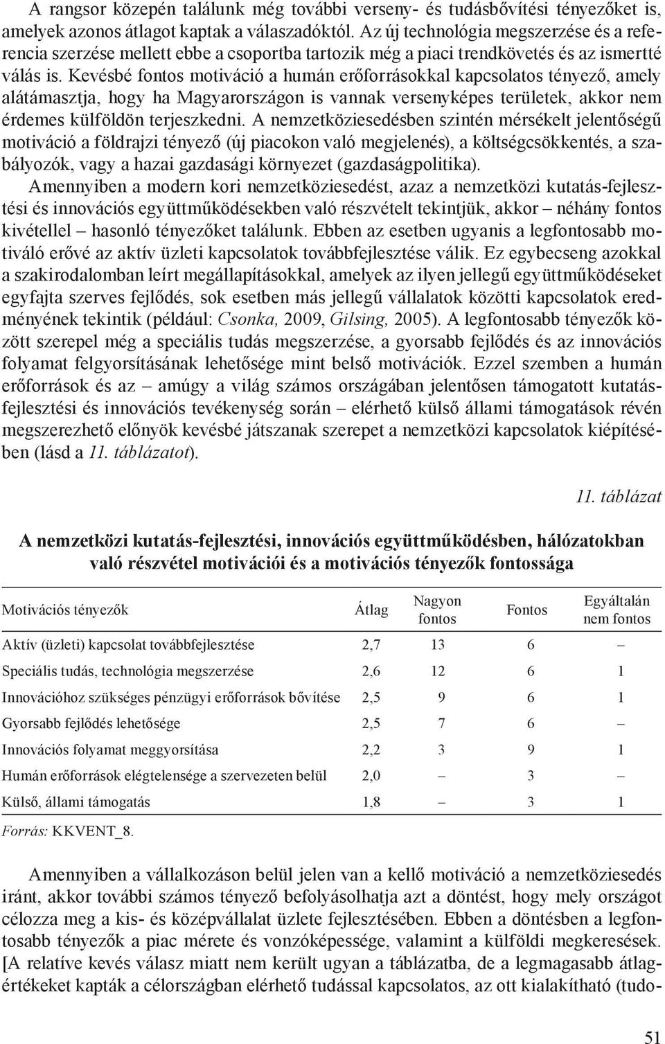 Kevésbé fontos motiváció a humán erőforrásokkal kapcsolatos tényező, amely alátámasztja, hogy ha Magyarországon is vannak versenyképes területek, akkor nem érdemes külföldön terjeszkedni.