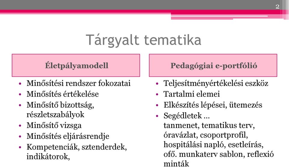 e-portfólió Teljesítményértékelési eszköz Tartalmi elemei Elkészítés lépései, ütemezés Segédletek tanmenet,