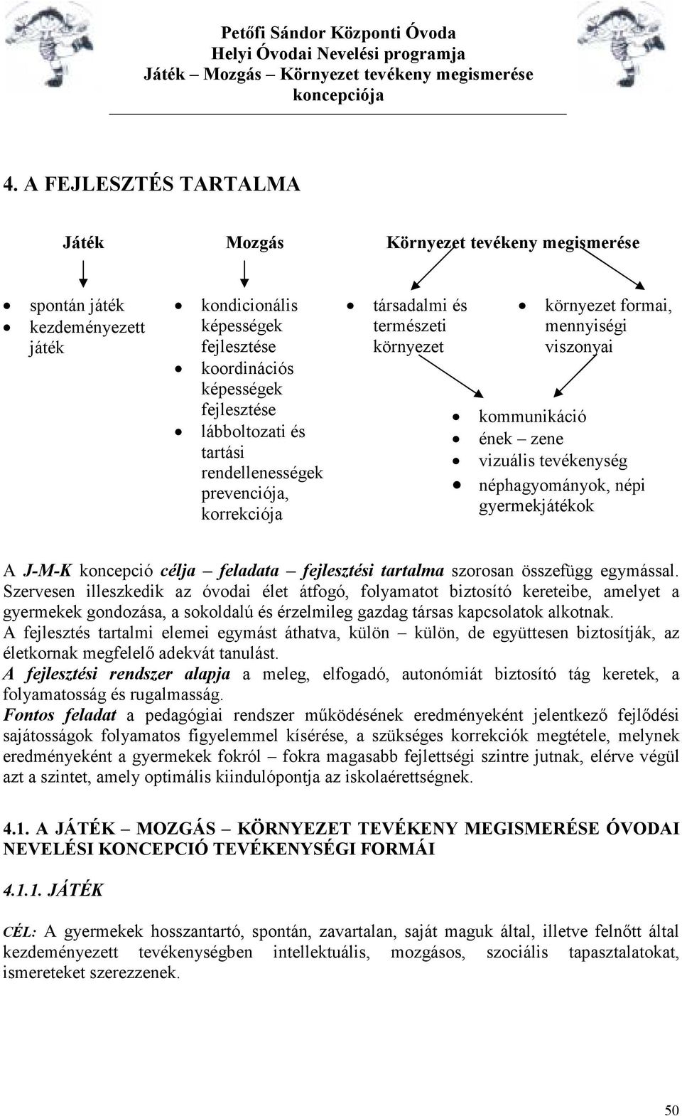 gyermekjátékok A J-M-K koncepció célja feladata fejlesztési tartalma szorosan összefügg egymással.