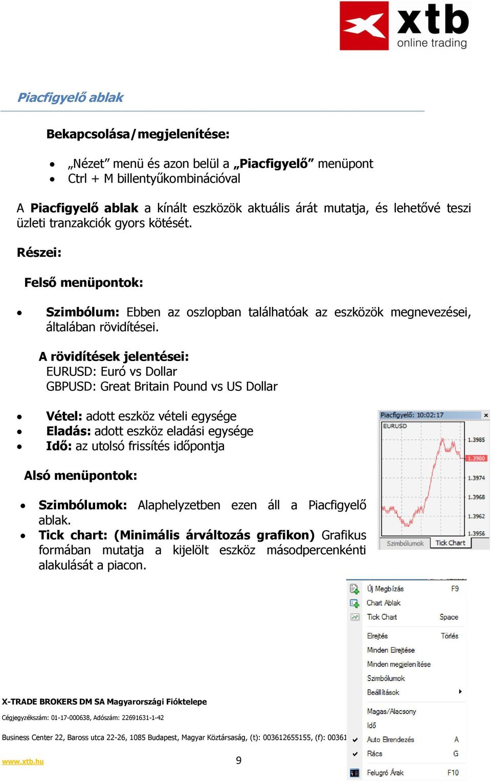 A rövidítések jelentései: EURUSD: Euró vs Dollar GBPUSD: Great Britain Pound vs US Dollar Vétel: adott eszköz vételi egysége Eladás: adott eszköz eladási egysége Idő: az utolsó frissítés