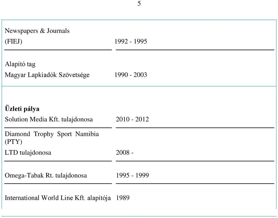 tulajdonosa 2010-2012 Diamond Trophy Sport Namibia (PTY) LTD