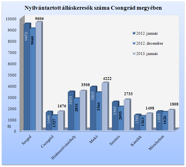 Áramlási információk 2013. január hónapban, a megyében a regisztrációba bekerülők száma 4 733 fő volt, mely közel másfélszerese az előző havi beáramló létszámnak. A 2012.