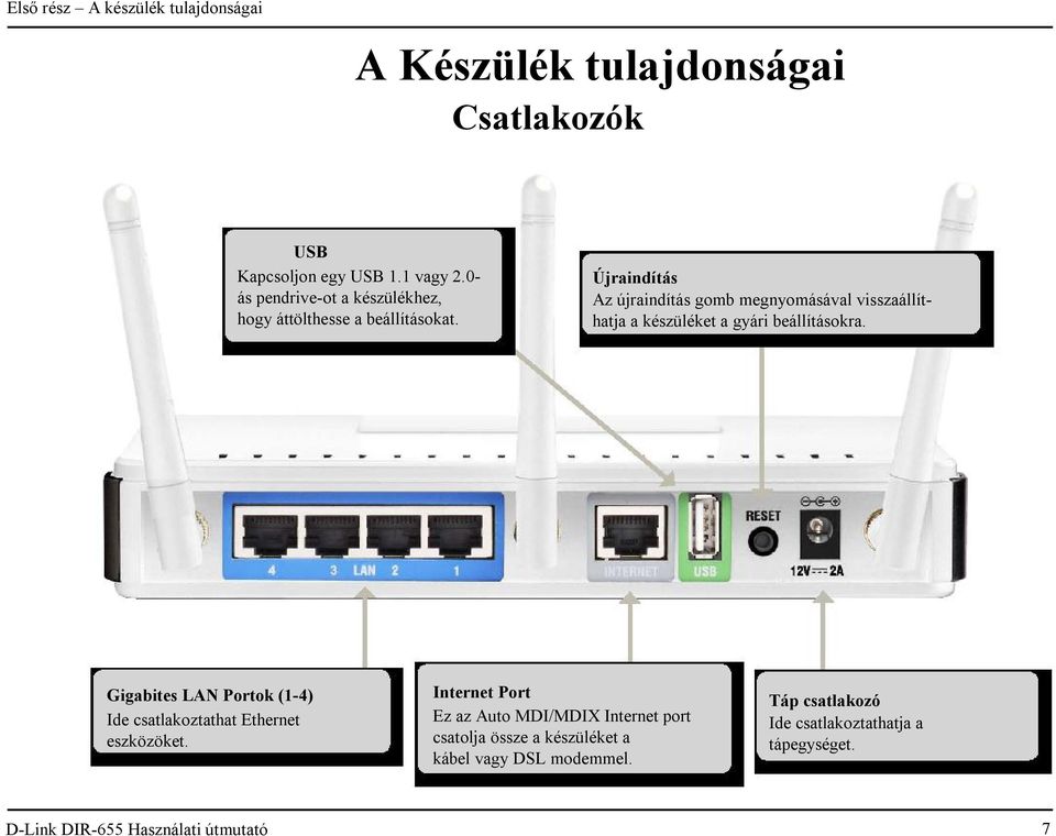 Újraindítás Az újraindítás gomb megnyomásával visszaállíthatja a készüléket a gyári beállításokra.