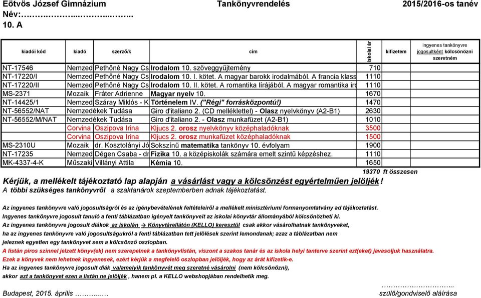 A magyar romantika irodalmából 1110 MS-2371 Mozaik Fráter Adrienne Magyar nyelv 10. 1670 NT-14425/1 Nemzedékek Száray Tudása Miklós - Kaposi Történelem József IV. ("Régi" forrásközpontú!