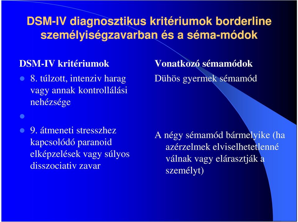 átmeneti stresszhez kapcsolódó paranoid elképzelések vagy súlyos disszociativ zavar Vonatkozó